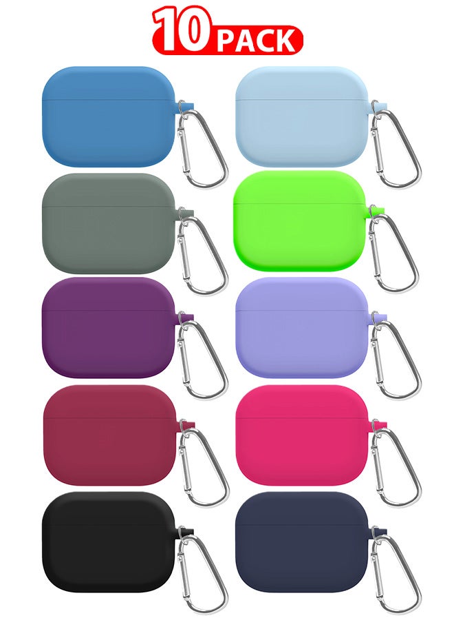 Pack of 10 PCS Slim Silicone Case For Airpod Pro Silicone Protective Case Slim Silicone Case Ultra Slim Cover with Keychain Carabiner Multicolour - Image 1